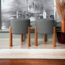 Ver imagem 4 de Kit Puffs Banqueta Redondo Pés em Madeira Maciça Cinza