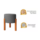 Ver imagem 7 de Kit Puffs Banqueta Redondo Pés em Madeira Maciça Cinza