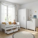 Ver imagem 3 de Kit Quarto Infantil Cama Luna Plus + Cômoda Versátil Branca + Guarda-Roupa Paris 4 Portas - Branco