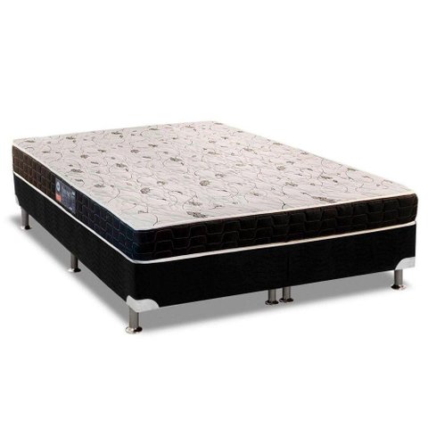 Cama Box King: Colchão Anatômico Anjos D28/AG65 Pantanal Thierry + Base CRC Suede Black(193x203)