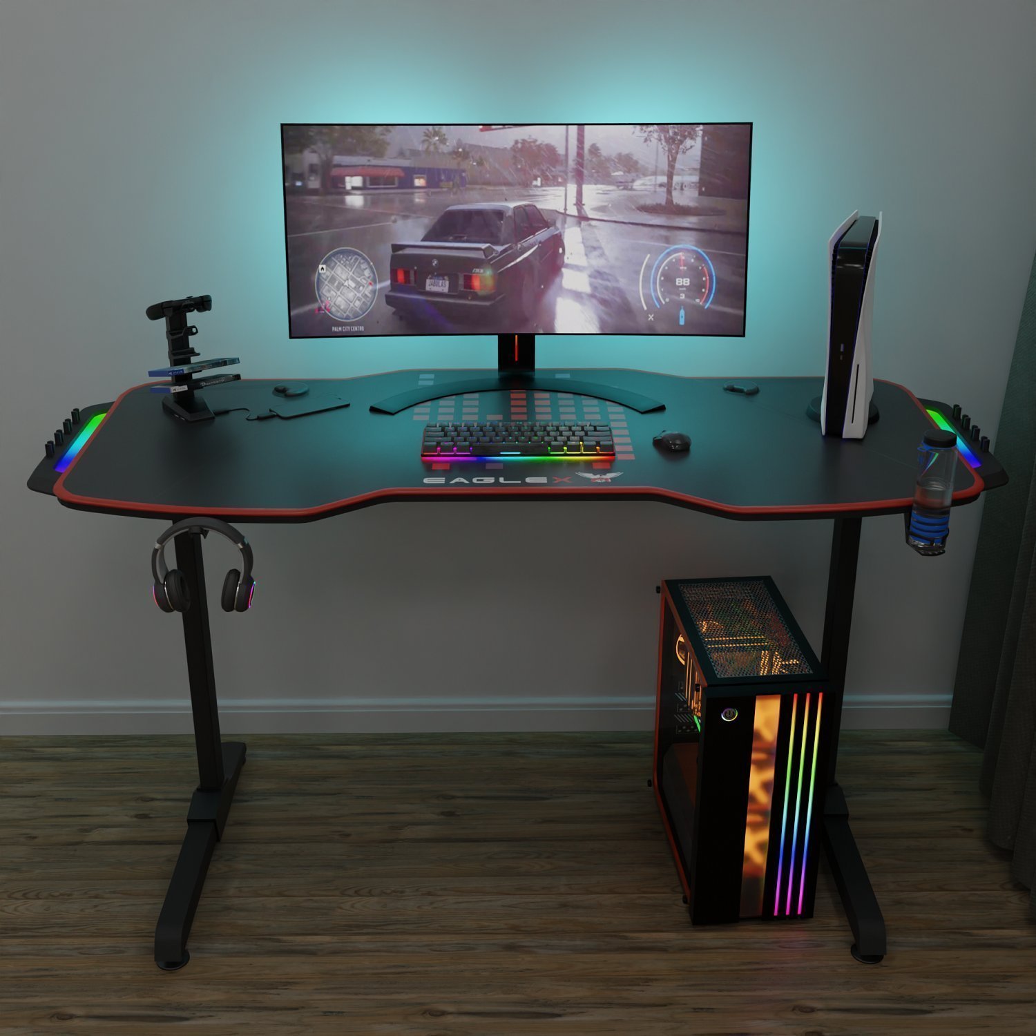 Mesa Gamer com LED RGB Series T Futura Import - 2