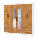 Ver imagem 2 de Guarda-roupa Casal Genova 6 Portas 4 Gavetas com Espelho Branco/cinamomo - Carioca Móveis