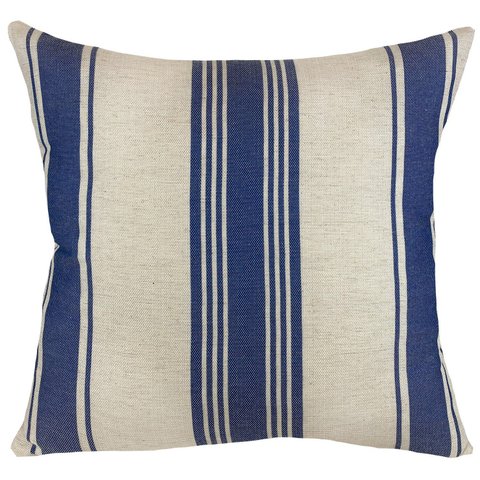 Almofada Linho Mod Listras Azul 52x52cm Lili Casa Único