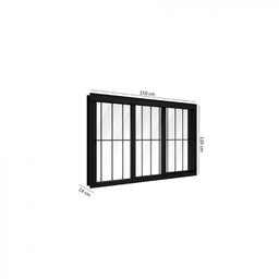 Janela de Alumínio de Correr 120x150cm 3 Folhas com Grade Lucasa Alumínios - 5