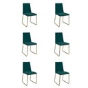 Ver imagem 1 de Kit 6 Cadeiras de Jantar Cozinha Industrial Lexa Veludo Élpis Móveis Verde Dourada