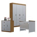 Ver imagem 1 de Jogo de Quarto Infantil Livia com Berço Mini Cama Cômoda e Roupeiro Canaã