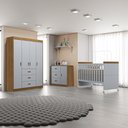 Ver imagem 4 de Jogo de Quarto Infantil Livia com Berço Mini Cama Cômoda e Roupeiro Canaã