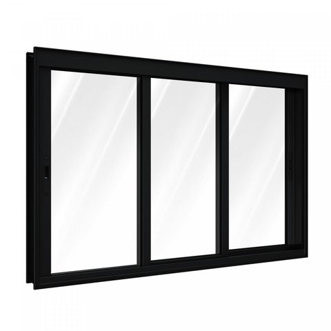 Janela de Alumínio de Correr 120x150cm 3 Folhas Lucasa Alumínios Preto