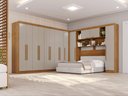 Ver imagem 1 de Guarda-Roupa Casal Modulado de Canto com 13 Portas Espaço para Cama Multimóveis Cinamomo/Off White