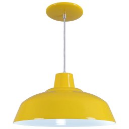 Pendente Retrô 34cm Luminária Lustre Alumínio Amarelo - T&T Iluminação - 1