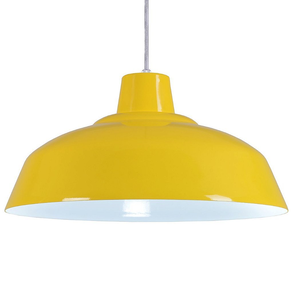 Pendente Retrô 34cm Luminária Lustre Alumínio Amarelo - T&T Iluminação - 3