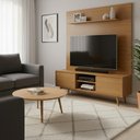 Ver imagem 5 de Rack com Painel para TV até 75 Polegadas com Pés em Madeira Maciça MDF 210cmx180cm Origem Marrom
