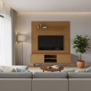 Ver imagem 7 de Rack com Painel para TV até 75 Polegadas com Pés em Madeira Maciça MDF 210cmx180cm Origem Marrom