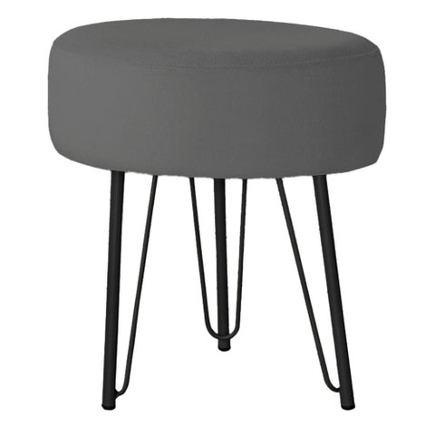 Puff Redondo para Quarto e Sala de Estar Tripe Base Ferro Preto Veludo