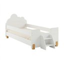 Ver imagem 3 de Cama Lorena Montessoriana com Colchão Cabeceira Nuvem Escadinha Proteção Lateral Juvenil - Branco