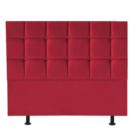 Cabeceira Estofada Cama Box Casal King 195cm Espanha Corino Vermelho- Mabe Magazine
