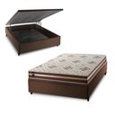 Ver imagem 1 de Conjunto Box Baú Casal Chicago Marrom 138x188x64 Espuma D33