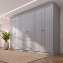 Ver imagem 1 de Guarda-Roupa Casal 6 Portas 4 Gavetas Nova York Espresso Móveis Cinza