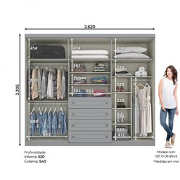 Guarda Roupa Casal Nova York 6 Portas 4 Gavetas Espresso Móveis - 4