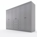 Ver imagem 2 de Guarda-Roupa Casal 6 Portas 4 Gavetas Nova York Espresso Móveis Cinza