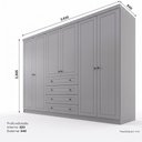 Ver imagem 3 de Guarda-Roupa Casal 6 Portas 4 Gavetas Nova York Espresso Móveis Cinza