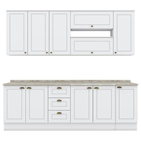 Cozinha Modulada 10 Pecas 240 Cm Ce792 Americana Branco Calcare Henn
