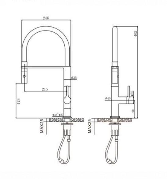 Misturador G Monocomando Preto Fosco GOURMET10 SLIM - 3
