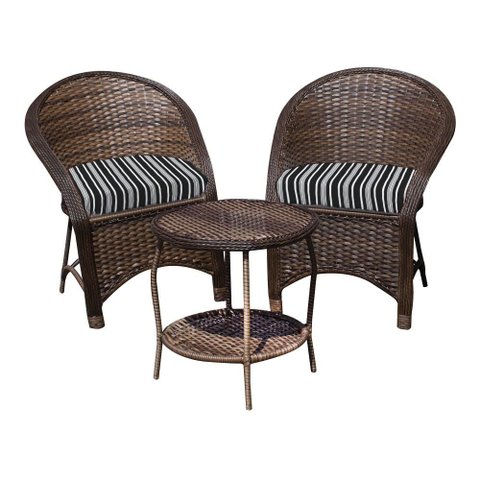 Conjunto de Poltronas Fibra Sintética Seul - 2 Poltronas + 1 Mesa Centro - Tecido Friso Preto