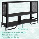 Ver imagem 3 de Aparador 130 Cm Estilo Industrial 2 Prateleiras Telado 1021 Preto Pp