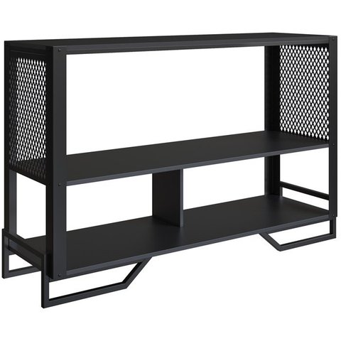 Aparador 130 Cm Estilo Industrial 2 Prateleiras Telado 1021 Preto Pp