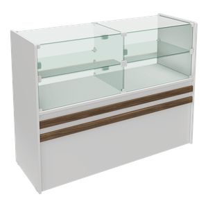 Balcão De MDF Com Vidro Para Loja 125x95x45 cm Comac - Branco/Teka