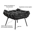 Ver imagem 3 de Kit 2 Puff Decorativo Sala de Estar Costela Base Preta Couro Preto - Gran Belo