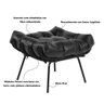 Kit 2 Puff Decorativo Sala de Estar Costela Base Preta Couro Preto - Gran Belo - 3