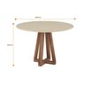 Mesa de Jantar Tampo MDF/Vidro Redonda 4 lugares pés Madeira Maciça Livia  - 2