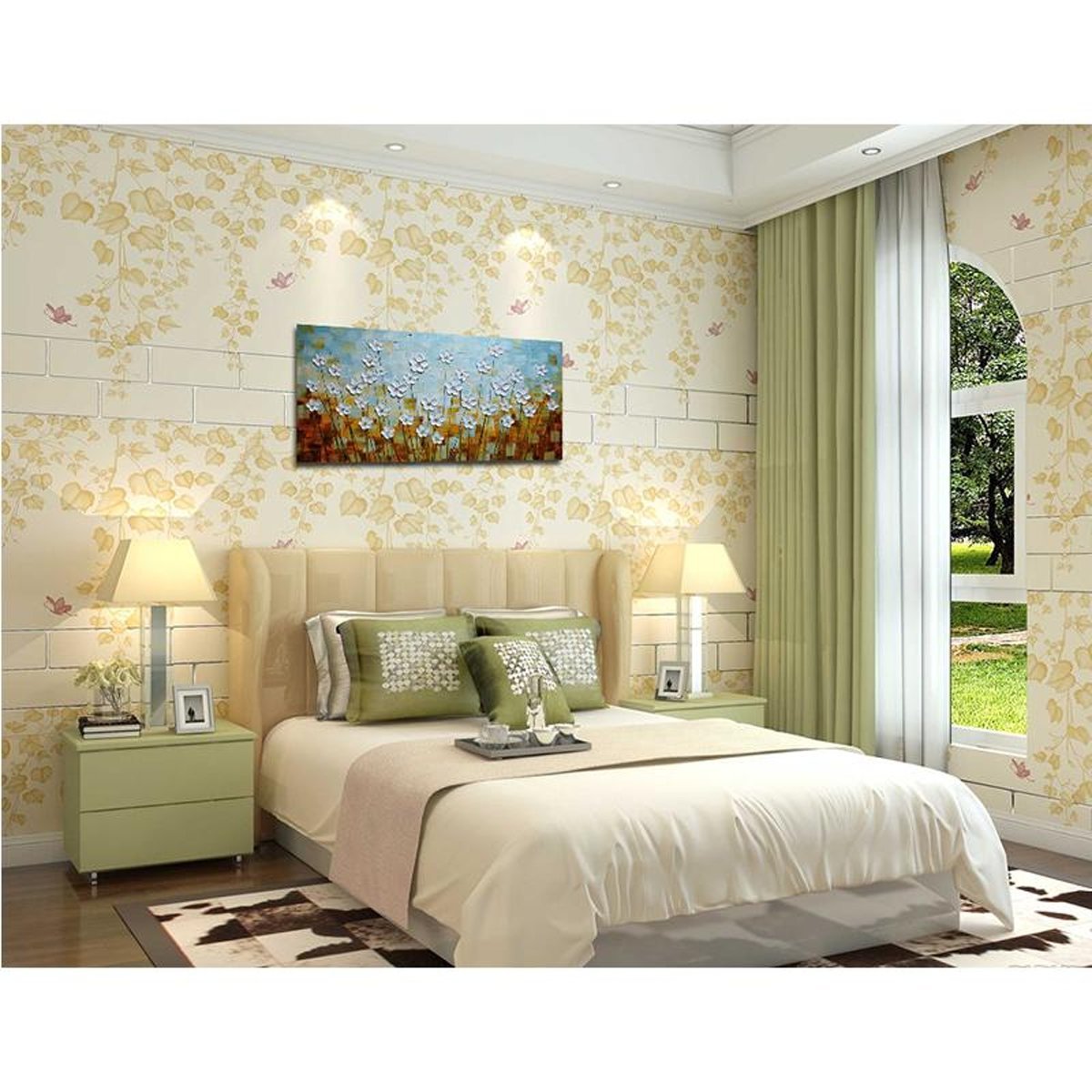 Quadro Pintura Tela d'água prova desaparecer nunca flor 5442: 60cm (A) x 120cm (L) - 1
