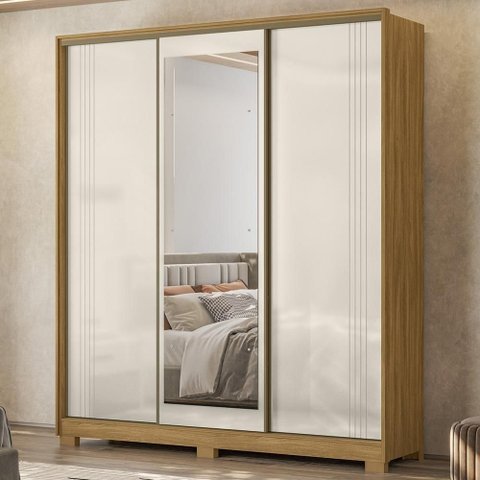Guarda Roupa Casal 195cm 3 Portas Darlan Freijó/Off Z17 - Mpozenato