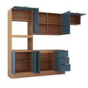 Ver imagem 3 de Cozinha Compacta Planejada 4 Peças 1 Paneleiro Torre Quente 2 Aéreos 1 Balcão Soho CabeCasa MadeiraOriginals Azul/Freijó