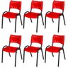 Cadeira Iso Base Preto Igreja, Escola, Escritório - Vermelho Kit 6 Peças - 2
