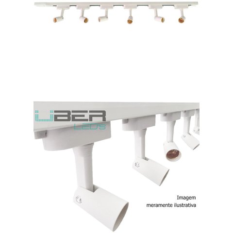 Kit Trilho Eletrificado 1m Branco 4 Spots E27 Bulbo Par20