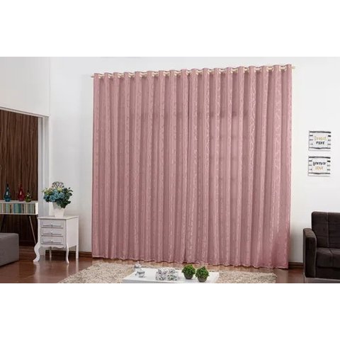 Cortina Jacquard 3,00x2,00 Para Varão Simples:Rosê/Rosa