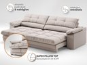 Ver imagem 4 de Sofá com Carregador USB Retrátil Reclinável Montreal 2,50m Velosuede Areia - NETSOFAS