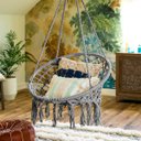 Ver imagem 3 de Rede Cadeira Balanço Suspensa Teto Algodao Confortavel Decoraçao Jardim Casa Quintal Varanda Area La