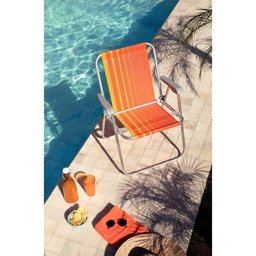 Cadeira De Praia Tramontina Samoa Alta Laranja E Amarelo - 3