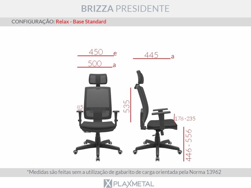 Cadeira Presidente Escritório Brizza NR 17 Mecanismo Relax Assento Couro Ecológico com Apoio de Cabe - 4