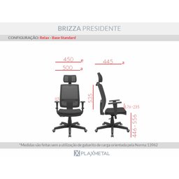Cadeira Presidente Escritório Brizza NR 17 Mecanismo Relax Assento Couro Ecológico com Apoio de Cabe - 4