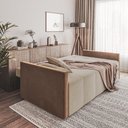 Ver imagem 2 de Sofa Cama Retrátil e Reclinável Casal Paris 2m Veludo Areia/marrom