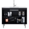 Balcao Pia Gabinete Cozinha 1m 2 Portas Mdp sem Tampo Preto - 3
