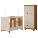 Ver imagem 2 de Berço Mini Cama com Guarda Roupa 3 Portas e 3 Gavetas Apolo Areia Fosco/Savana - Reller Móveis