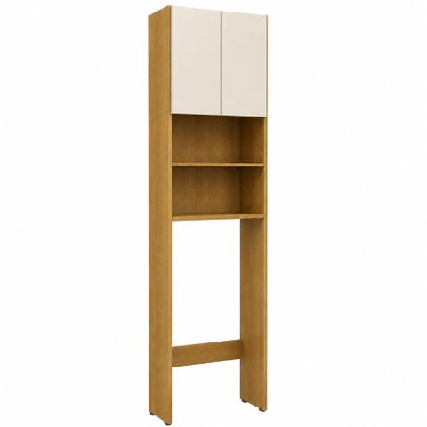 Armário de Banheiro para Vaso Sanitário 2 Portas 2 Prateleiras e Nichos 40cm Cor Mel/Arenas -