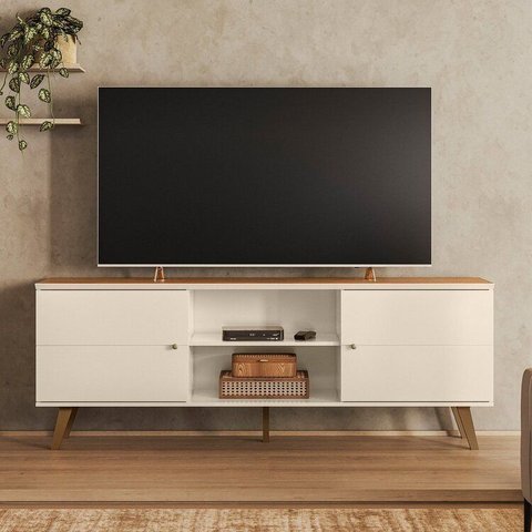 Rack para TV até 75 Polegadas MDF 180cm Aracaju Bege e Marrom